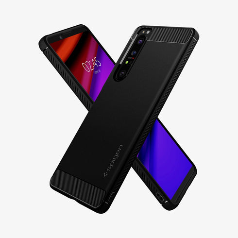 ACS02841 - Sony Xperia 1 III Case Rugged Armor in matte black showing the back